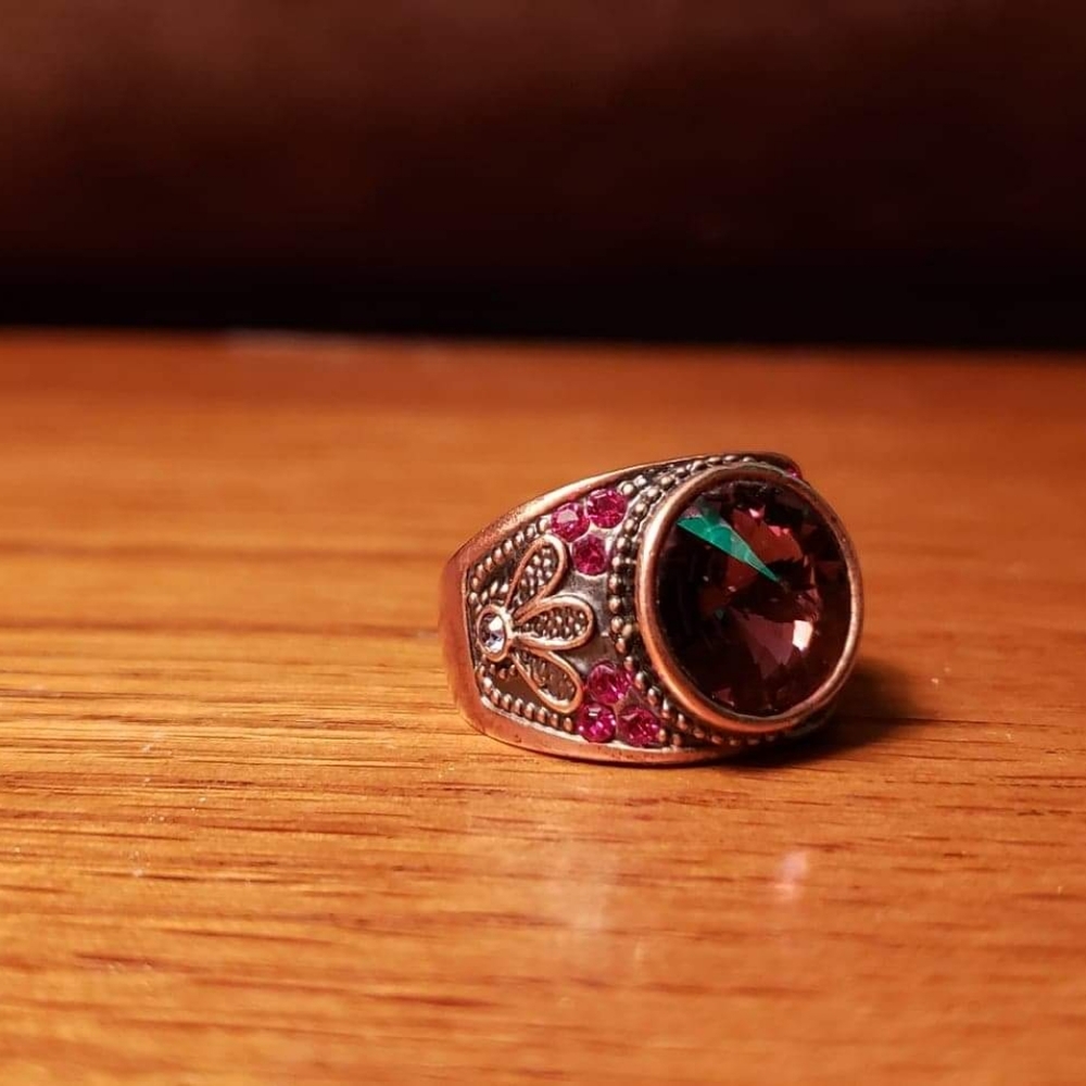 Purple Rhinestone Fashion Ring